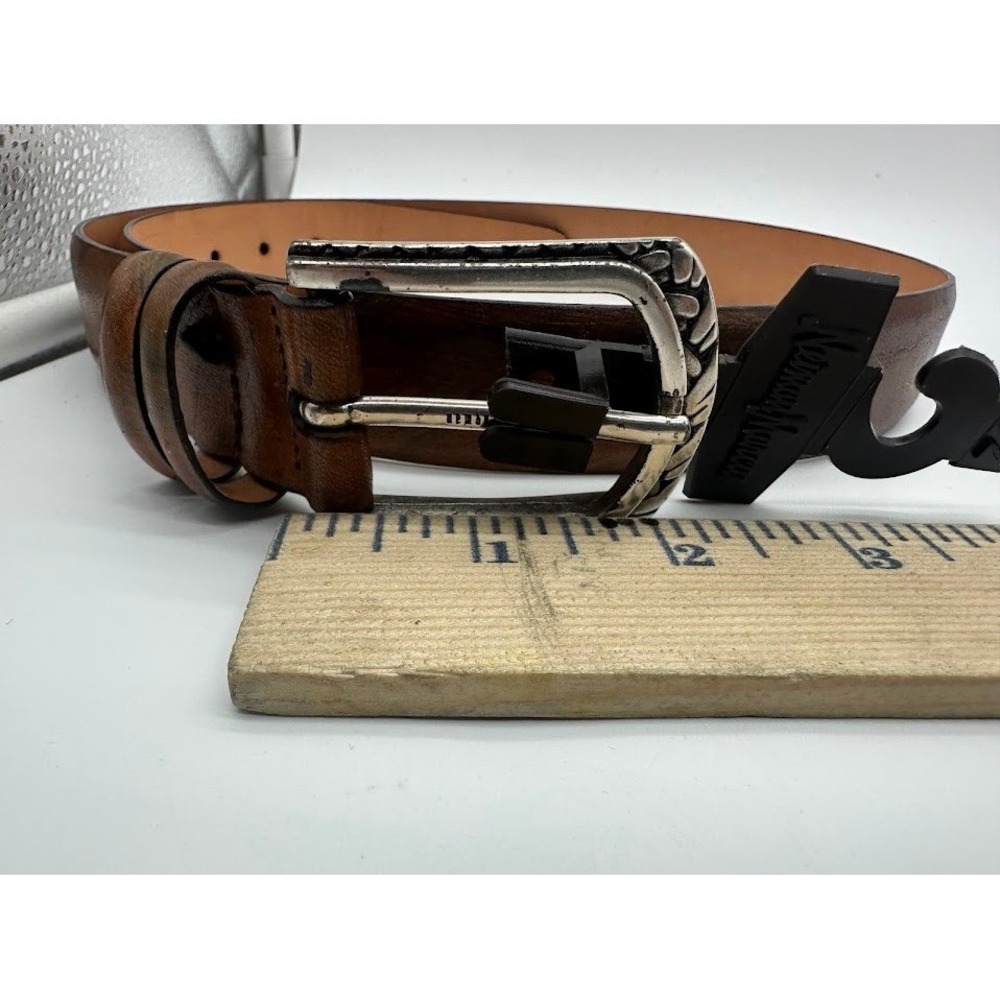 Martin Dingman Mens Brown Saddle Leather Belt 32 Hand Stained Made in USA 42156